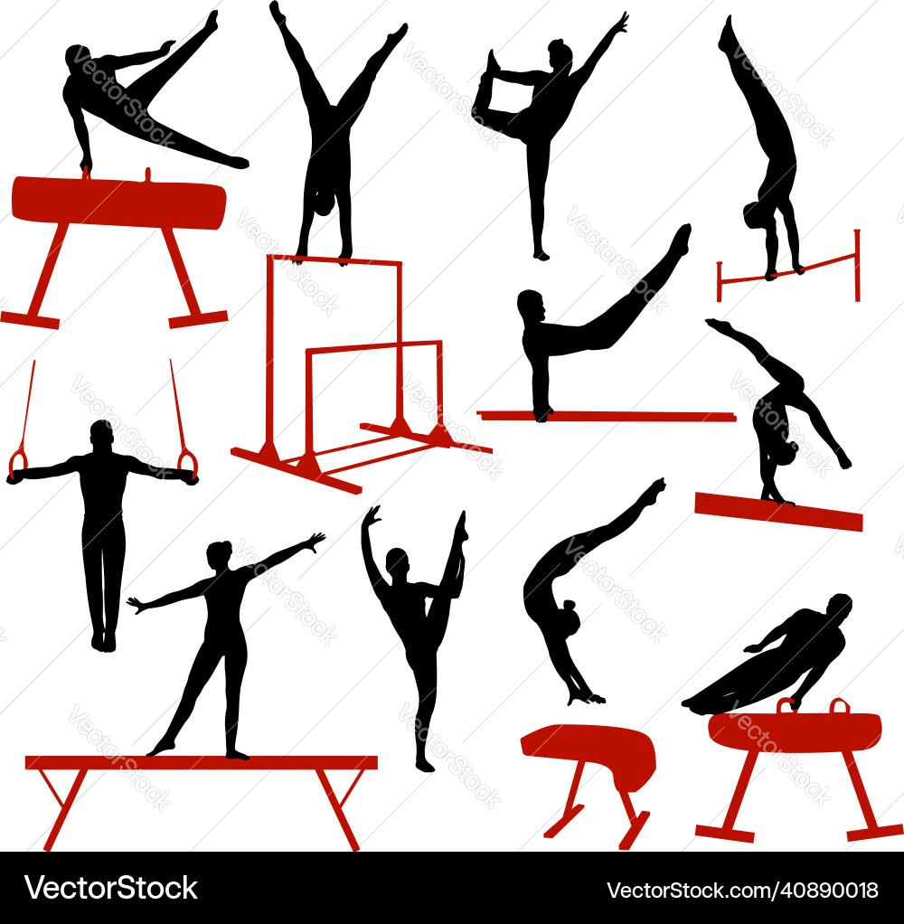 Gymnastics silhouettes collection Royalty Free Vector Image