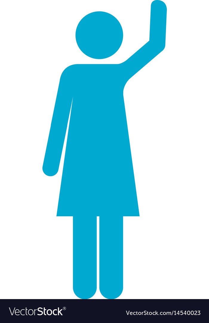 Blue silhouette pictograph woman with left arm Vector Image