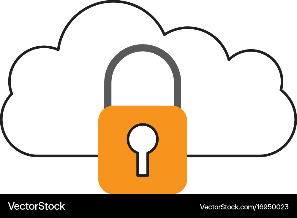 Cloud computing with padlock Royalty Free Vector Image