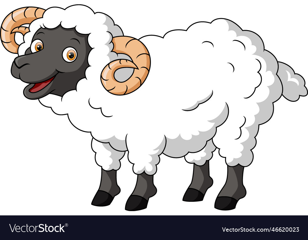 Cute happy sheep cartoon isolated Royalty Free Vector Image