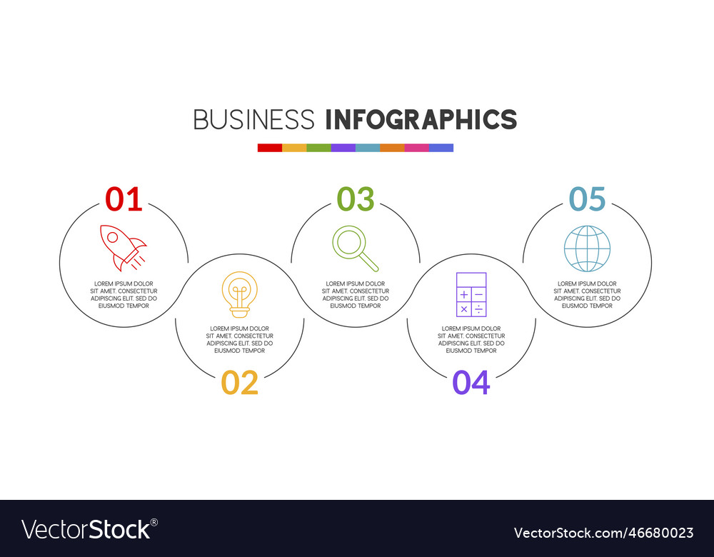 Infographics Design Template And Icons With 5 Vector Image