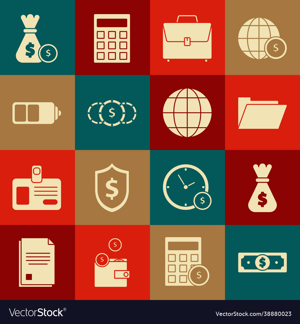 Set stacks paper money cash money bag document Vector Image