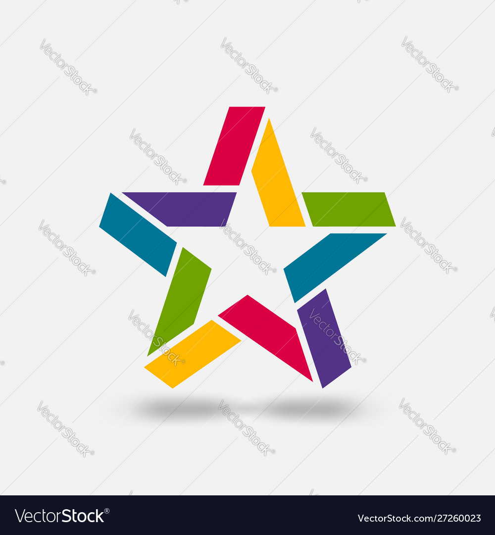 Star ribbon symbol in rainbow colors Royalty Free Vector