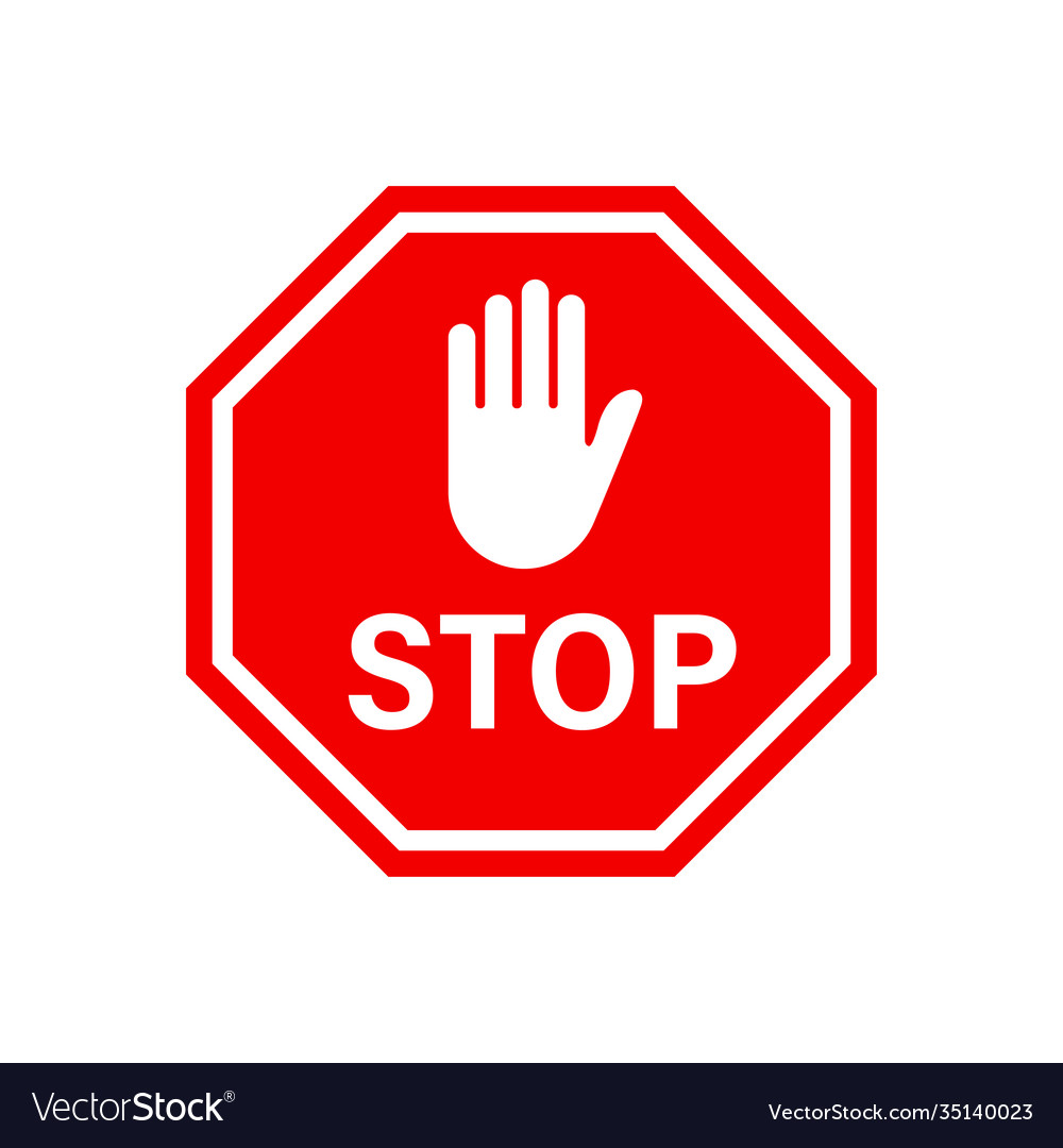 Stop red road sign isolated with hand Royalty Free Vector