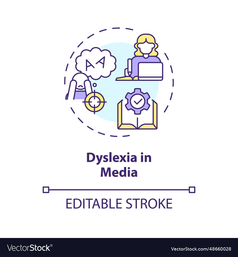 2d customizable line icon dyslexia in media Vector Image