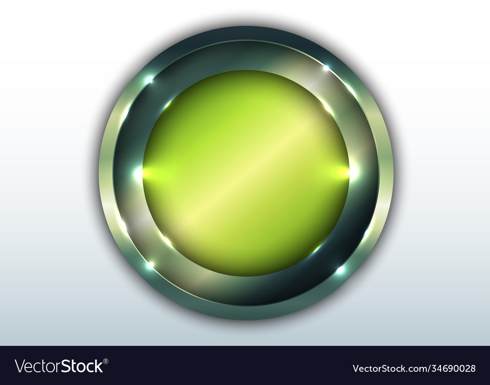 3d green metallic shiny circle overlapping with Vector Image