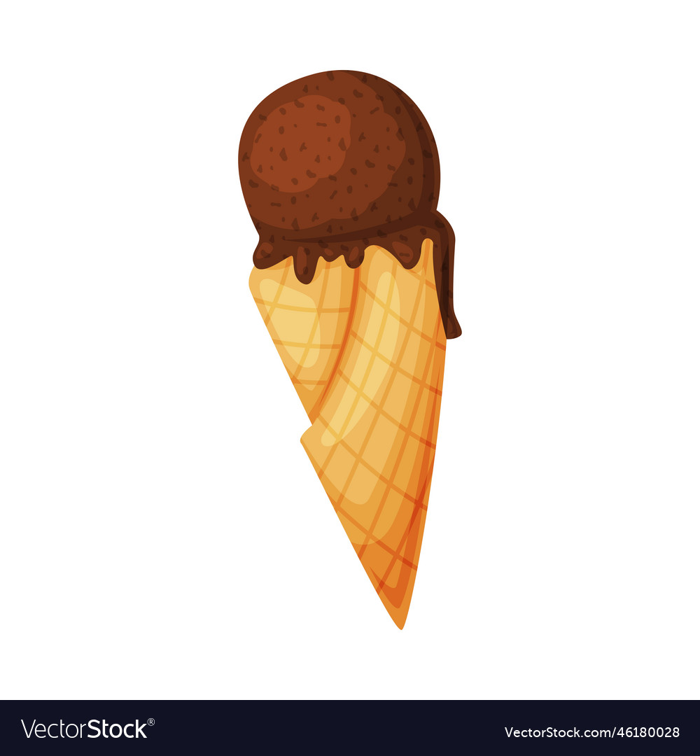 Chocolate cream waffle cone tasty sweet dessert Vector Image