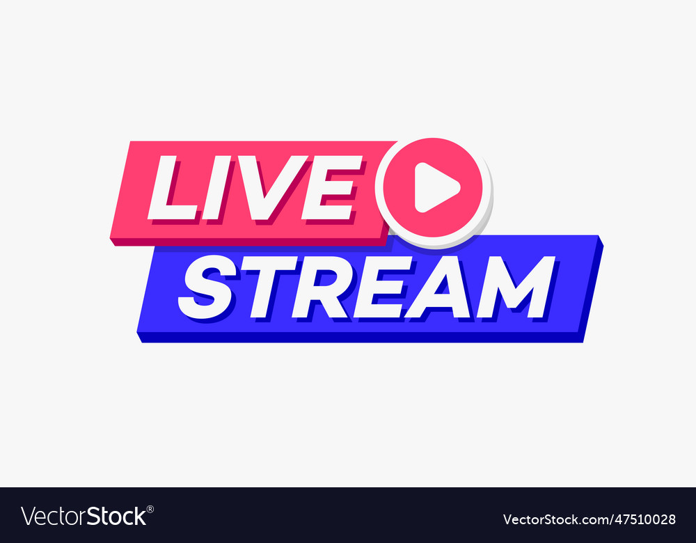 Live stream logo bold 3d style with play Vector Image