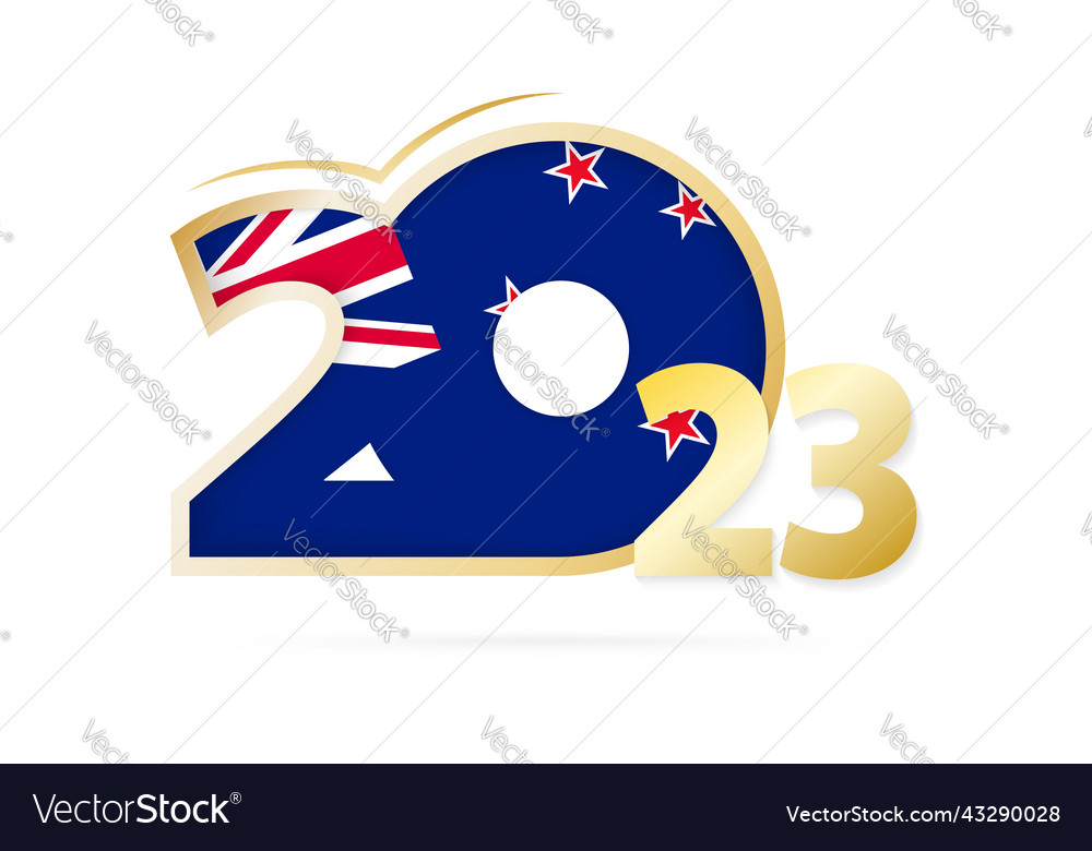 Year 2023 with new zealand flag pattern Royalty Free Vector