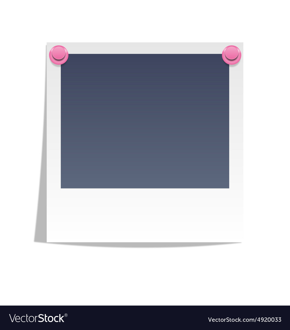 Photo frame on wall with pink pins isolated Vector Image