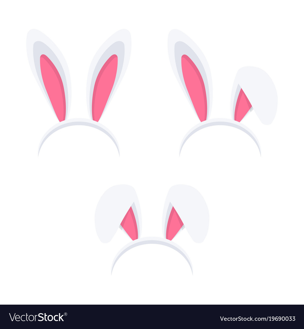 Set easter rabbit ears mask Royalty Free Vector Image