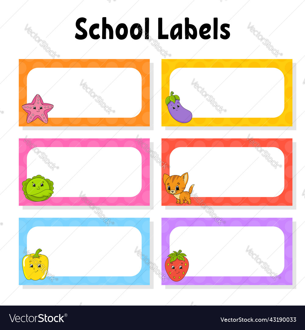 Set Stickers For School Empty Template Name Tags Vector Image