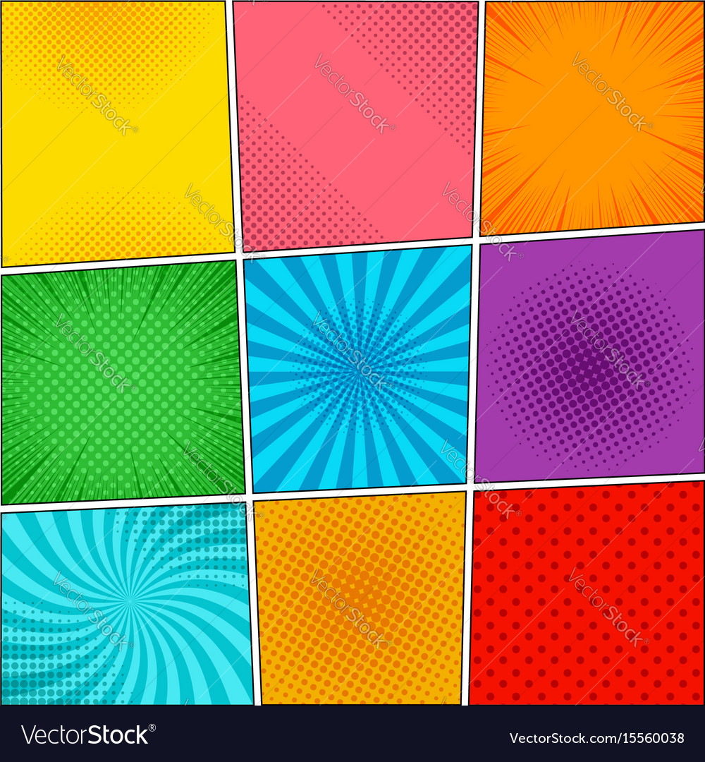 Comic Book Colorful Backgrounds Collection Vector Image