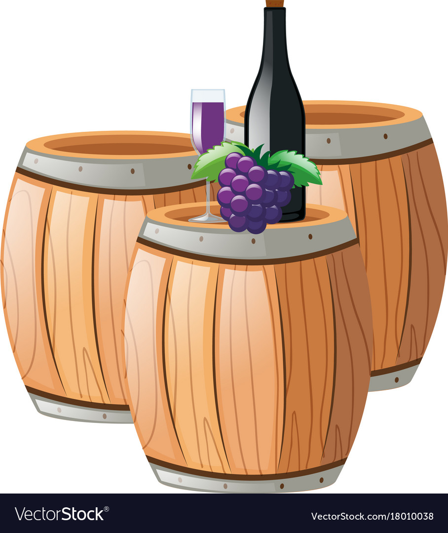 Grape juice on barrels Royalty Free Vector Image