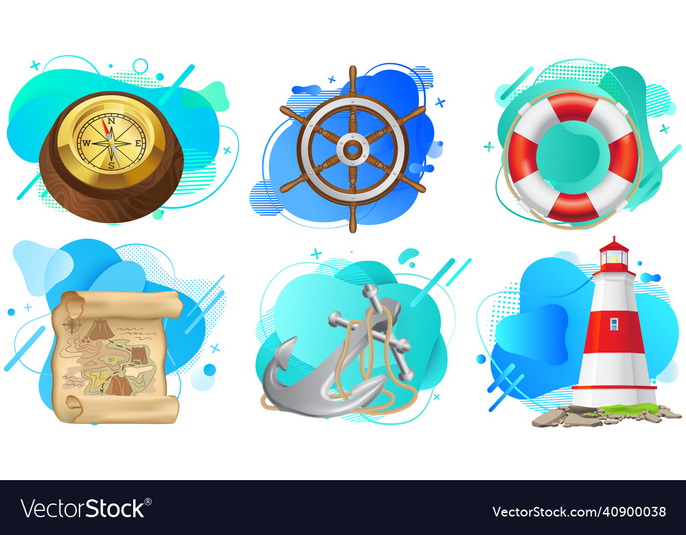 Sea adventures and travel posters set marine Vector Image