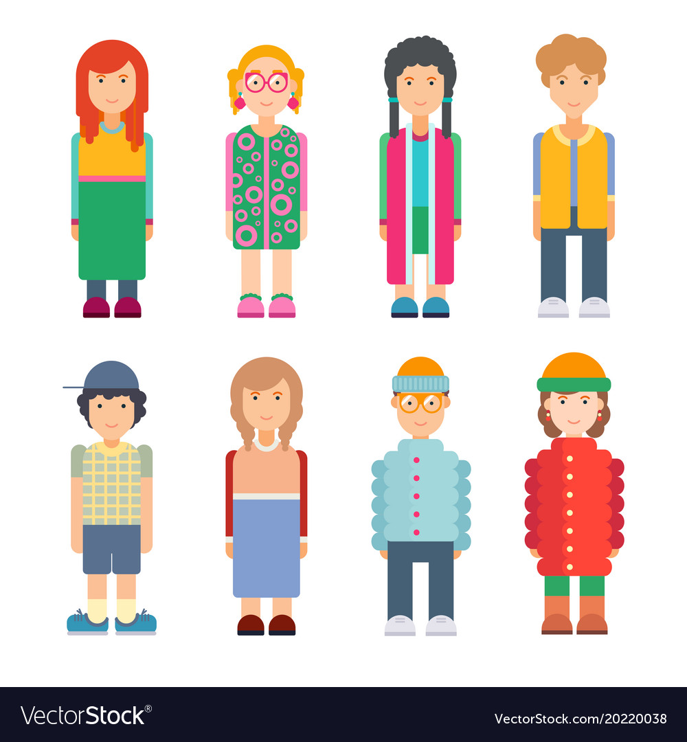 Set Of Characters In Flat Design Royalty Free Vector Image