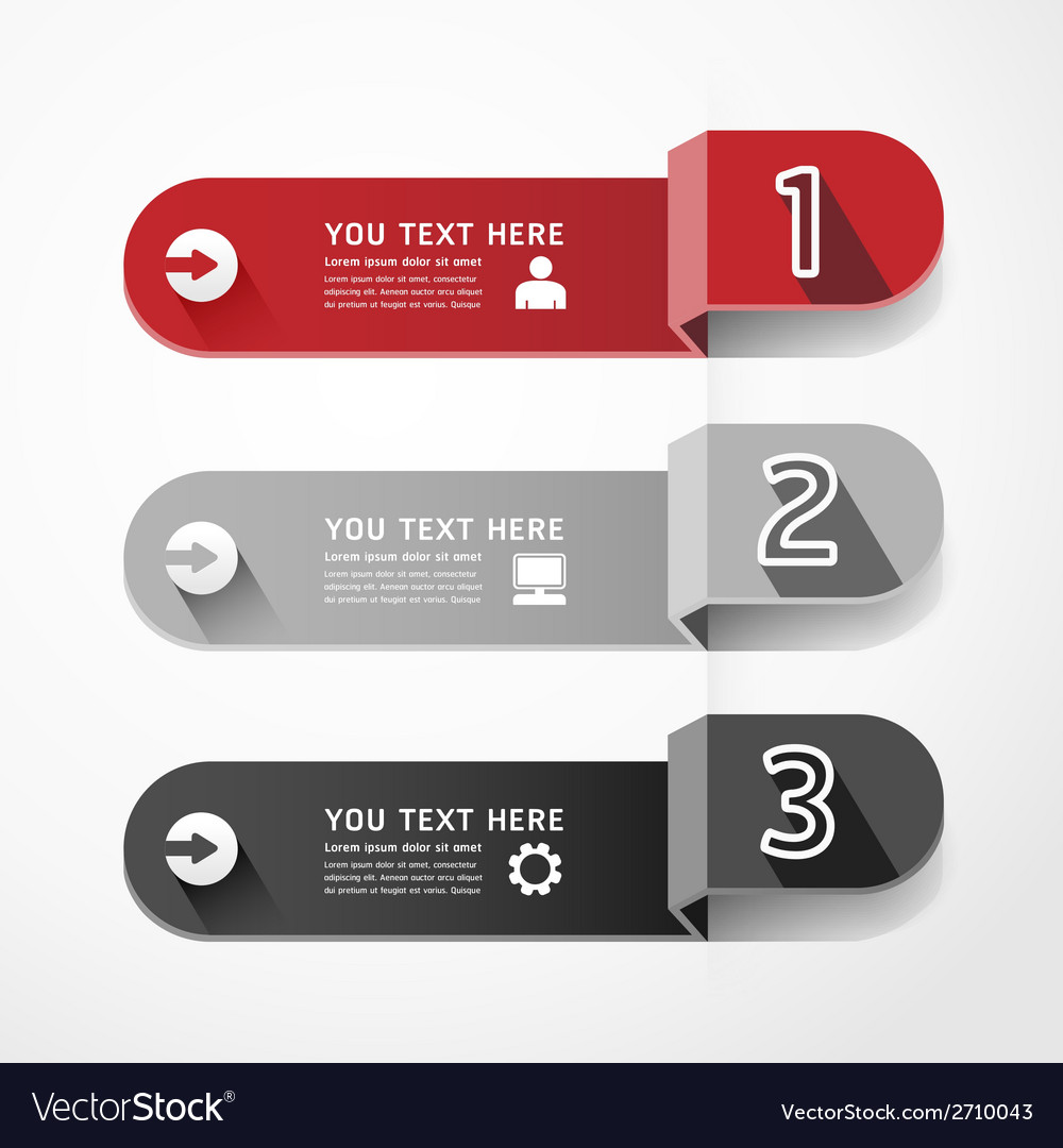 Banners number design shadow template Royalty Free Vector