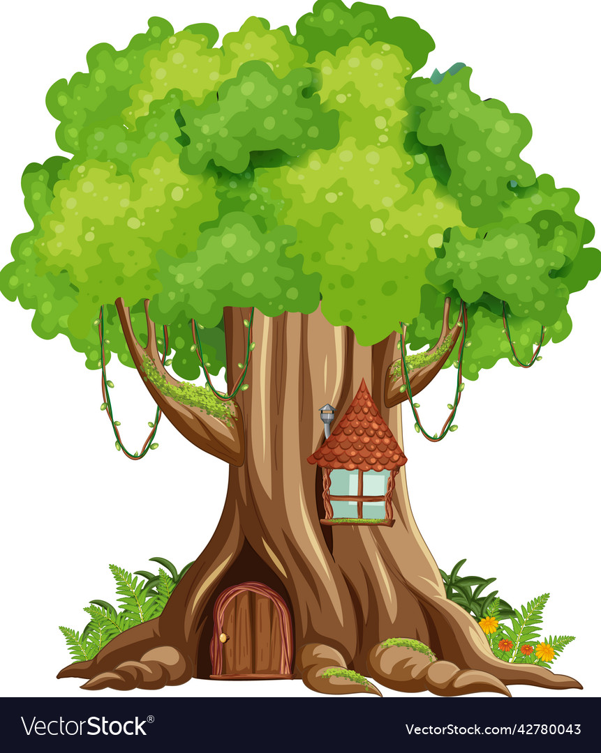 Big tree isolated cartoon Royalty Free Vector Image