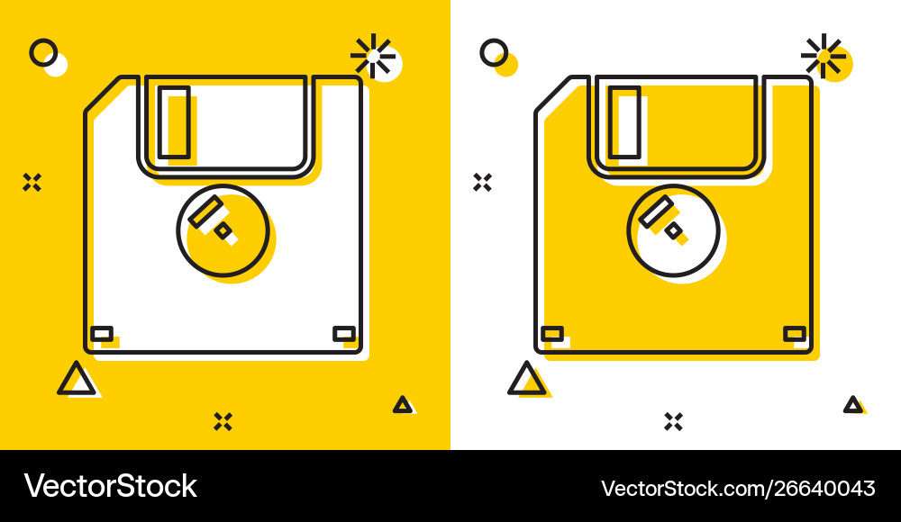 Black floppy disk for computer data storage icon Vector Image