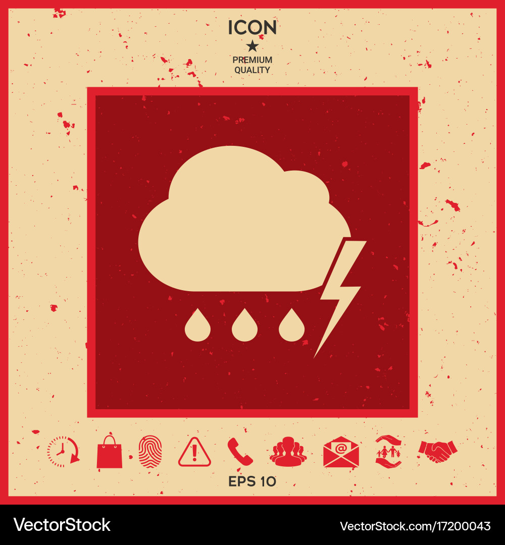 Cloud thunderstorm lightning rain icon Royalty Free Vector