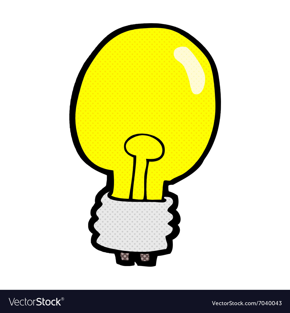 Comic cartoon electric light bulb Royalty Free Vector Image