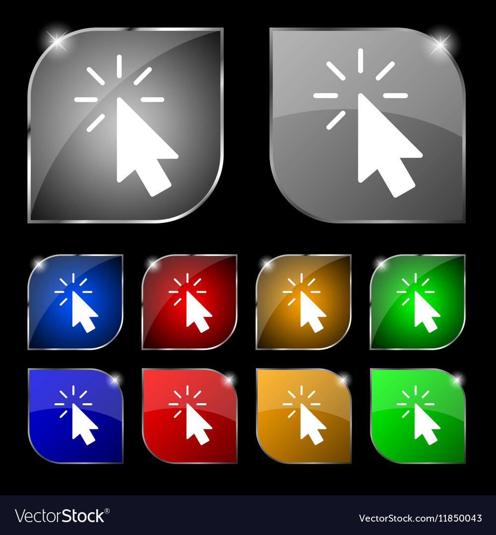 Cursor icon sign set ten colorful buttons Vector Image
