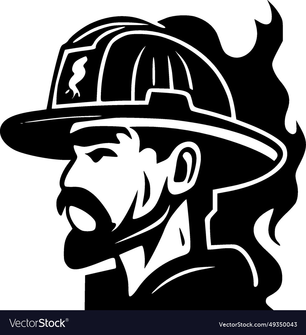 Firefighter - black and white Royalty Free Vector Image