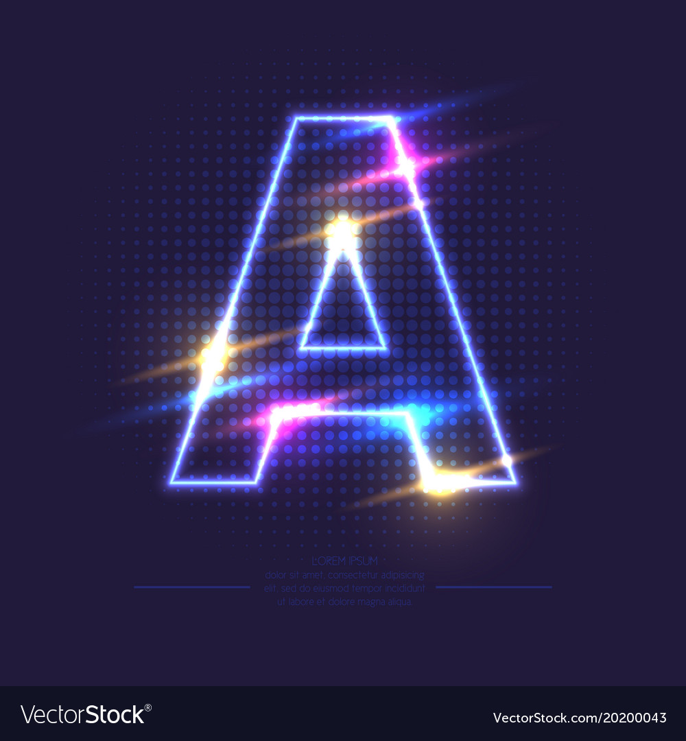 Neon sign letter a Royalty Free Vector Image - VectorStock