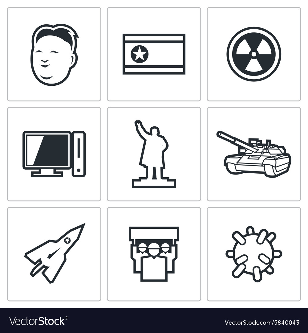 North Korea Icons Royalty Free Vector Image Vectorstock