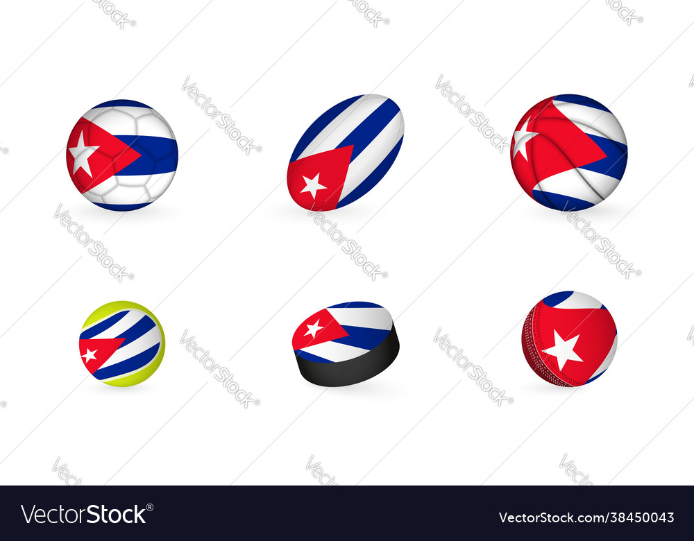 Sports equipment with flag cuba icon set Vector Image