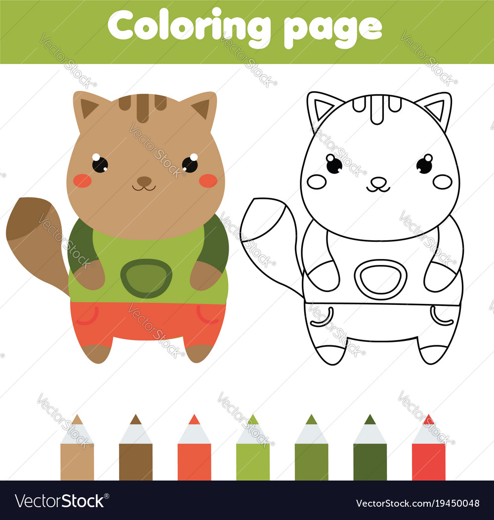 Drawing and Paint Cute Cartoon Cat. Educational Game for Kids Stock Vector  - Illustration of template, safari: 116683717