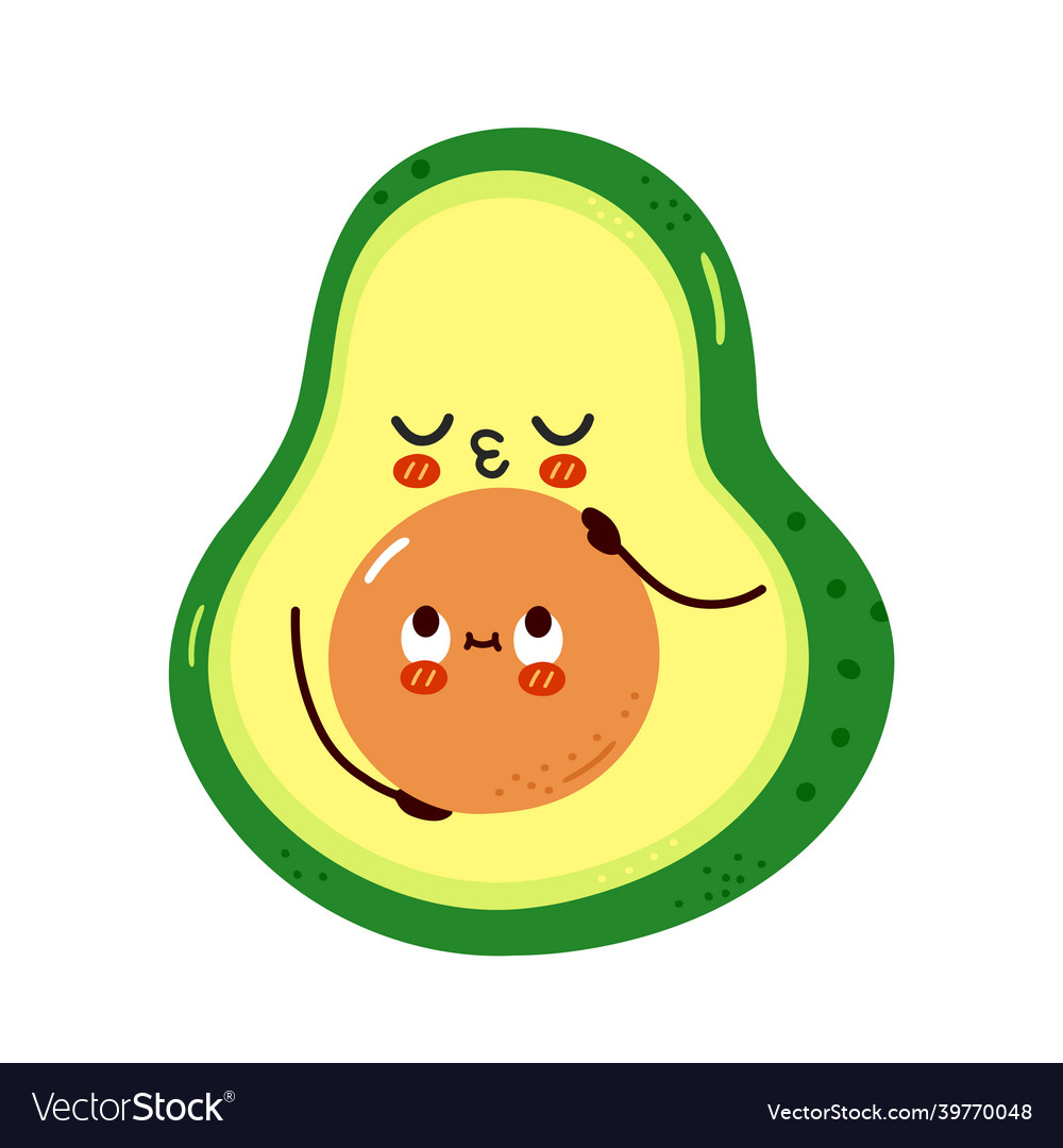 Cute funny avocado hugs isolated on white Vector Image