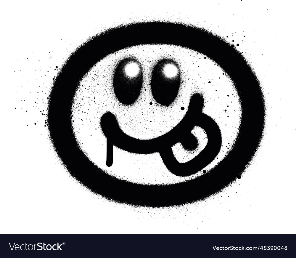 Graffiti mesmerized emoji sprayed in black Vector Image