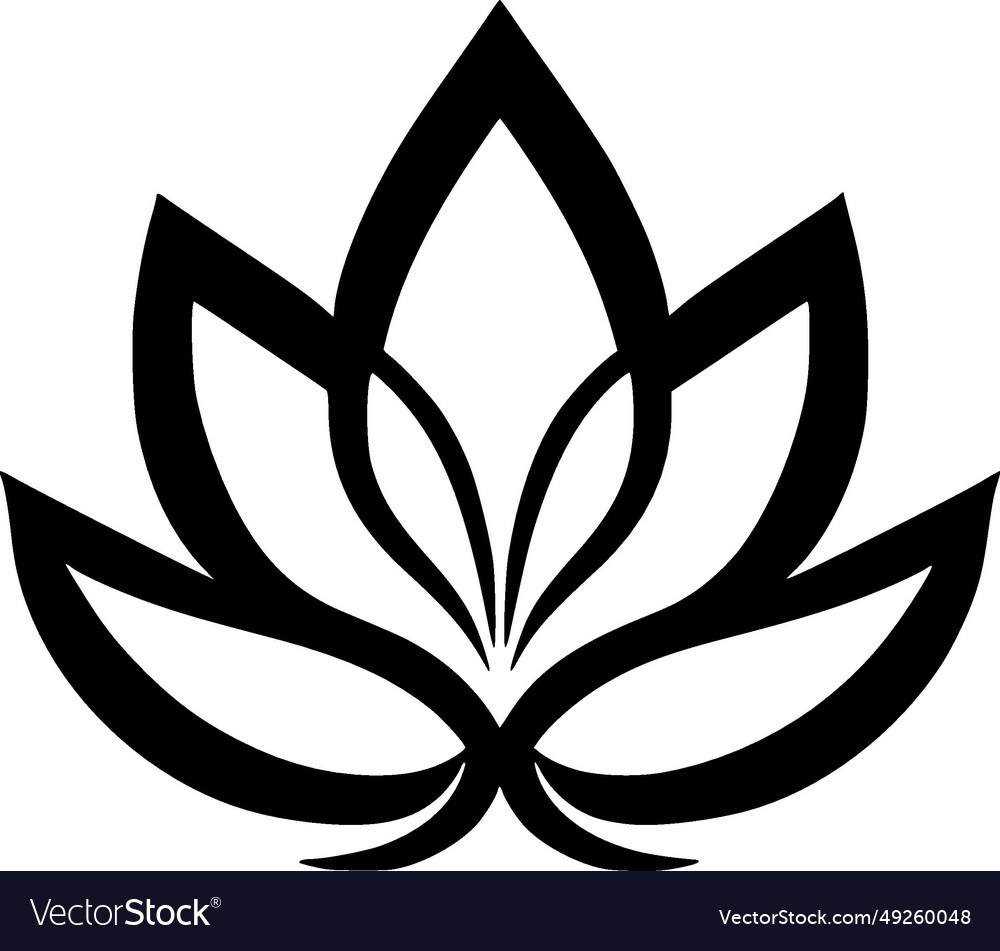 Lotus Flower - Black And White Isolated Icon Vector Image