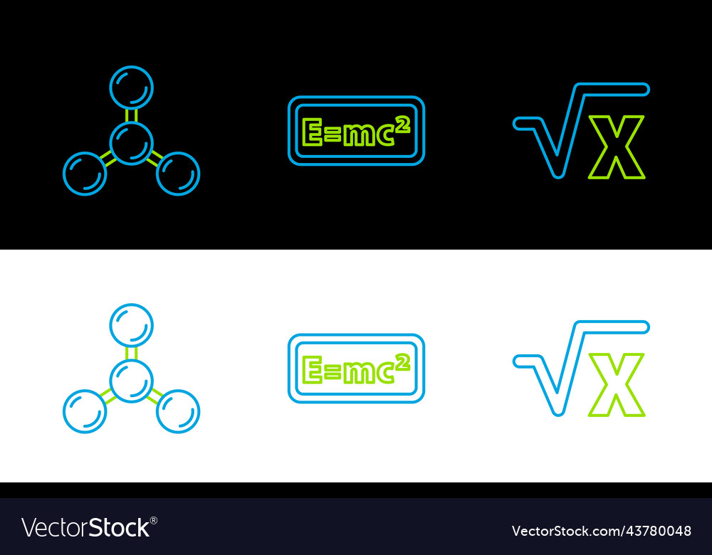 Set line square root of x glyph molecule Vector Image