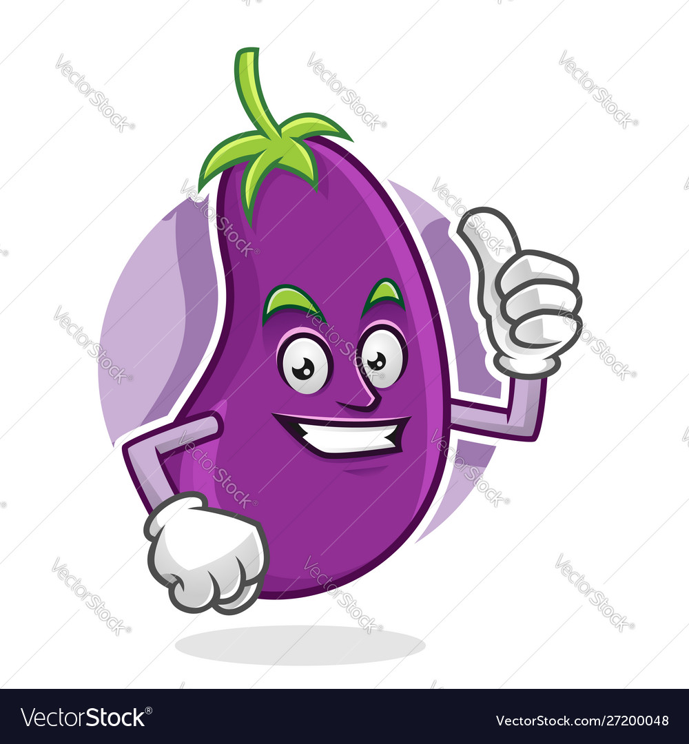 Thumb Up Eggplant Mascot Eggplant Character Vector Image