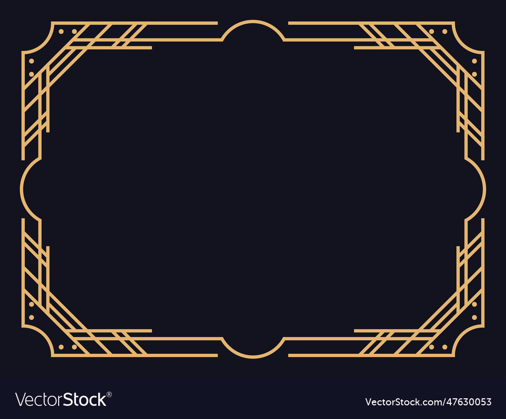 Art deco frame vintage linear border design Vector Image