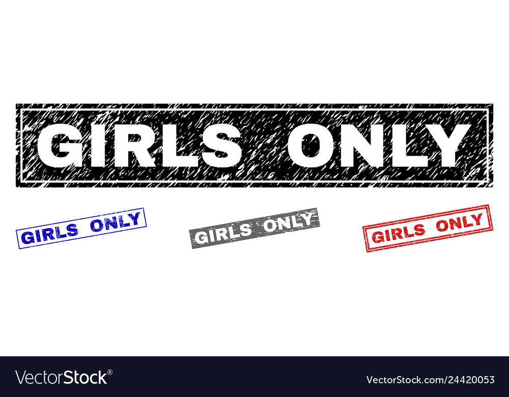 Grunge Girls Only Textured Rectangle Stamp Seals Vector Image