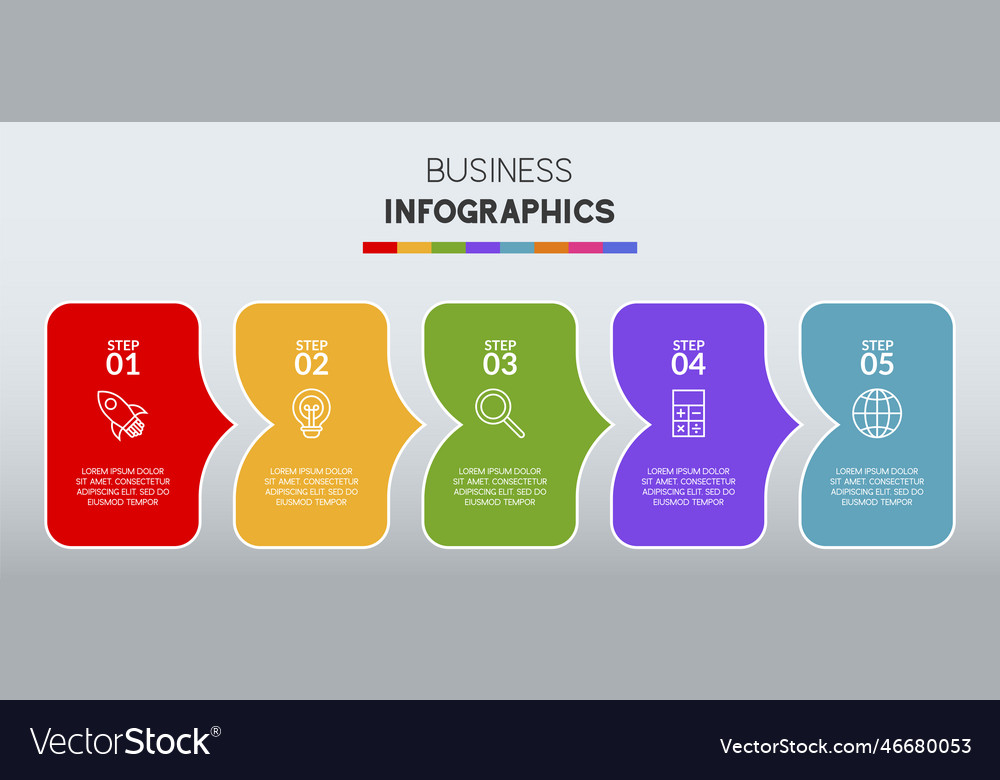 Infographics design template and icons with 5 Vector Image