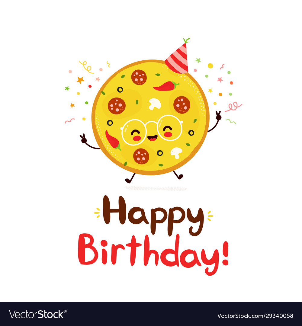 Cute happy smiling pizza friends Royalty Free Vector Image