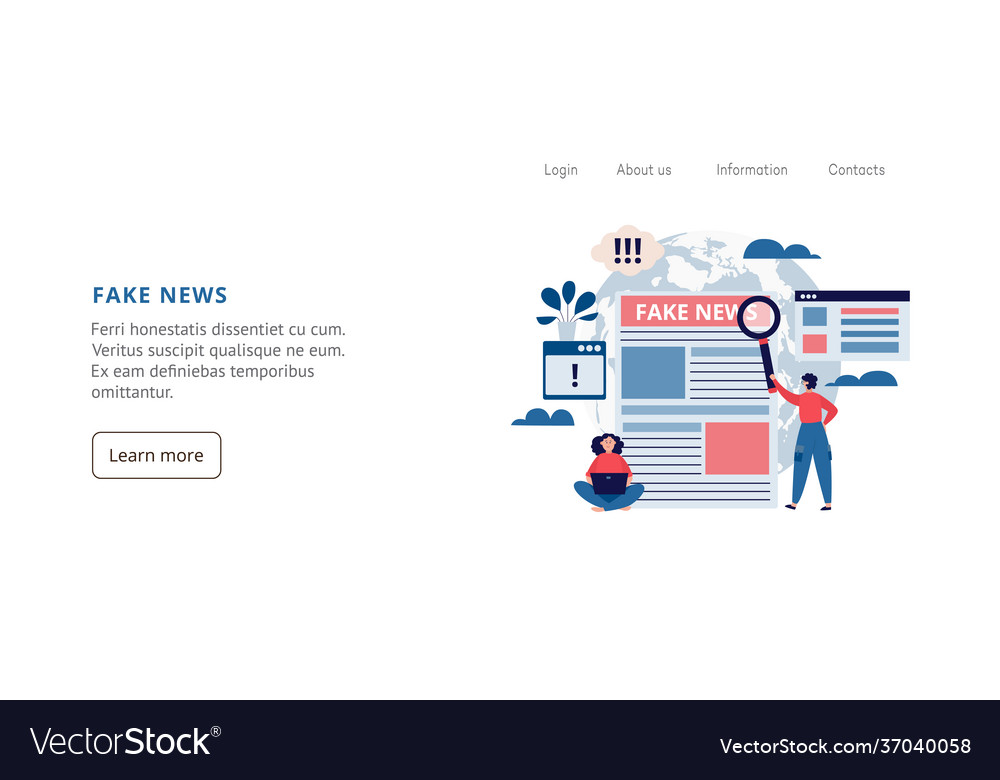Fake news concept web site banner with tiny Vector Image