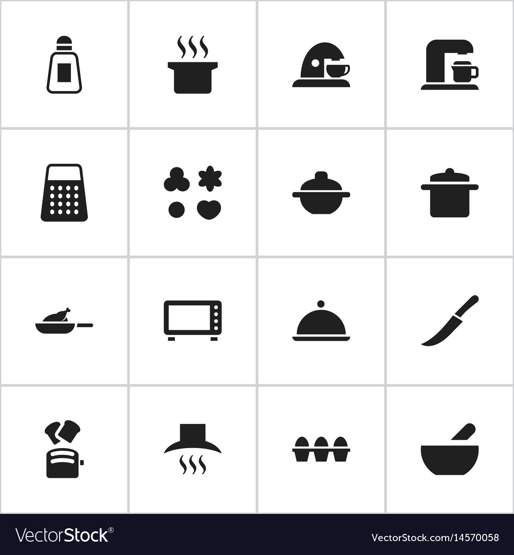 Set of 16 editable cooking icons includes symbols Vector Image