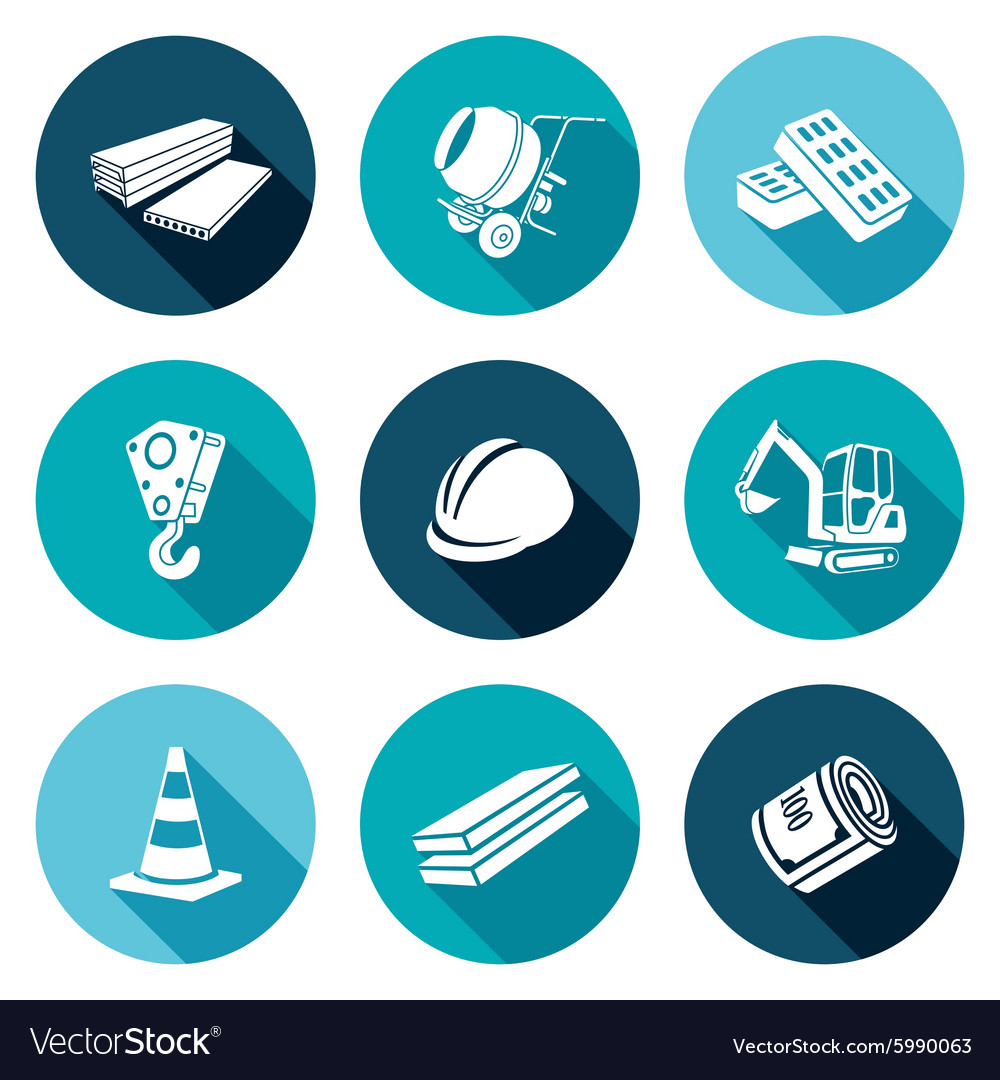 Download Construction machinery equipment materials icons Vector Image