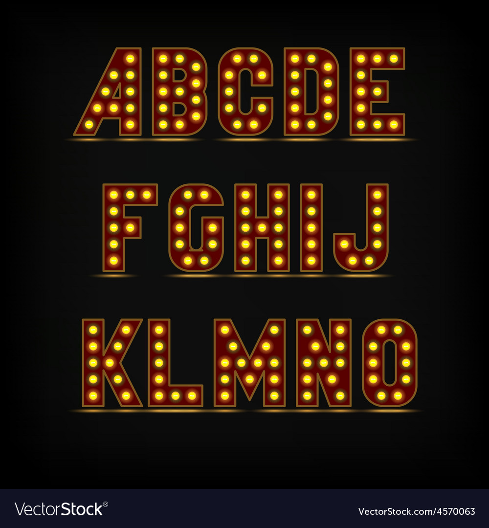 Lightbulb alphabet font Royalty Free Vector Image