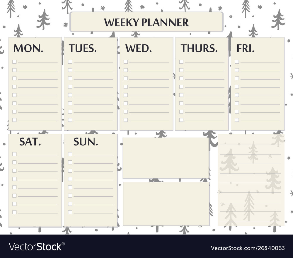 Free Weekly Planner Printables 2022 Christmas Weekly Planner Page Template Design For Christmas Vector Image