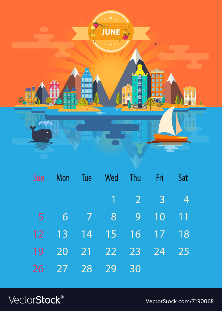 Calendar of june Royalty Free Vector Image - VectorStock