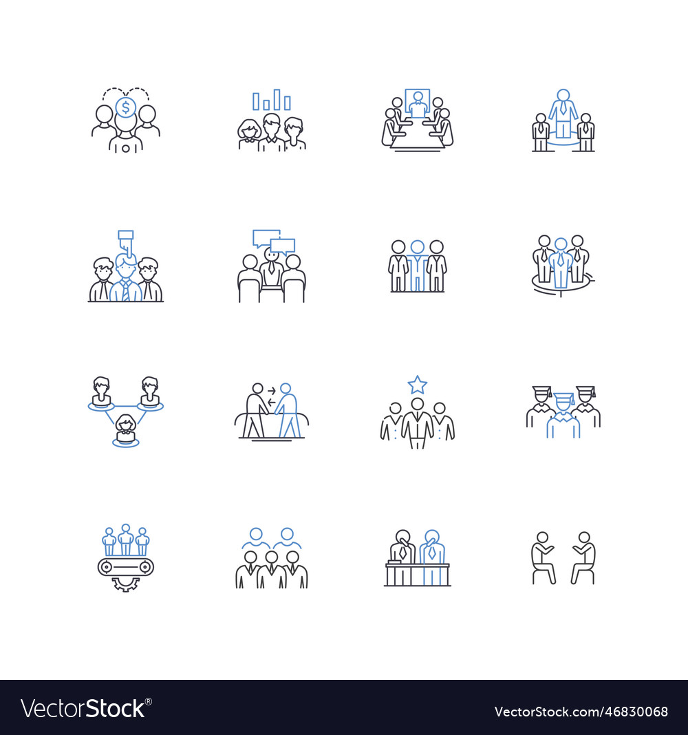 Design team line icons collection collaborative Vector Image