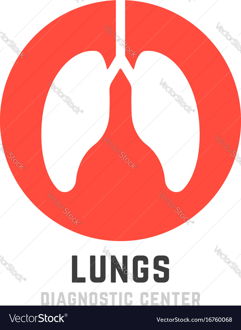 Red lungs diagnostic center logo Royalty Free Vector Image