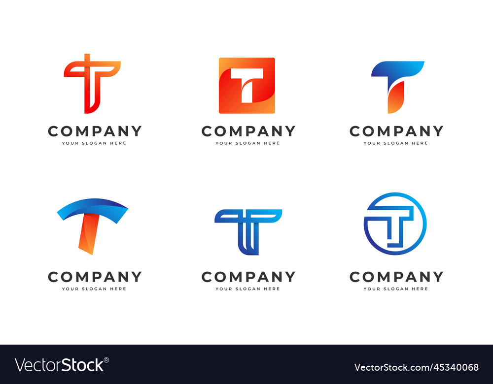 Set of creative letter t logo design template Vector Image