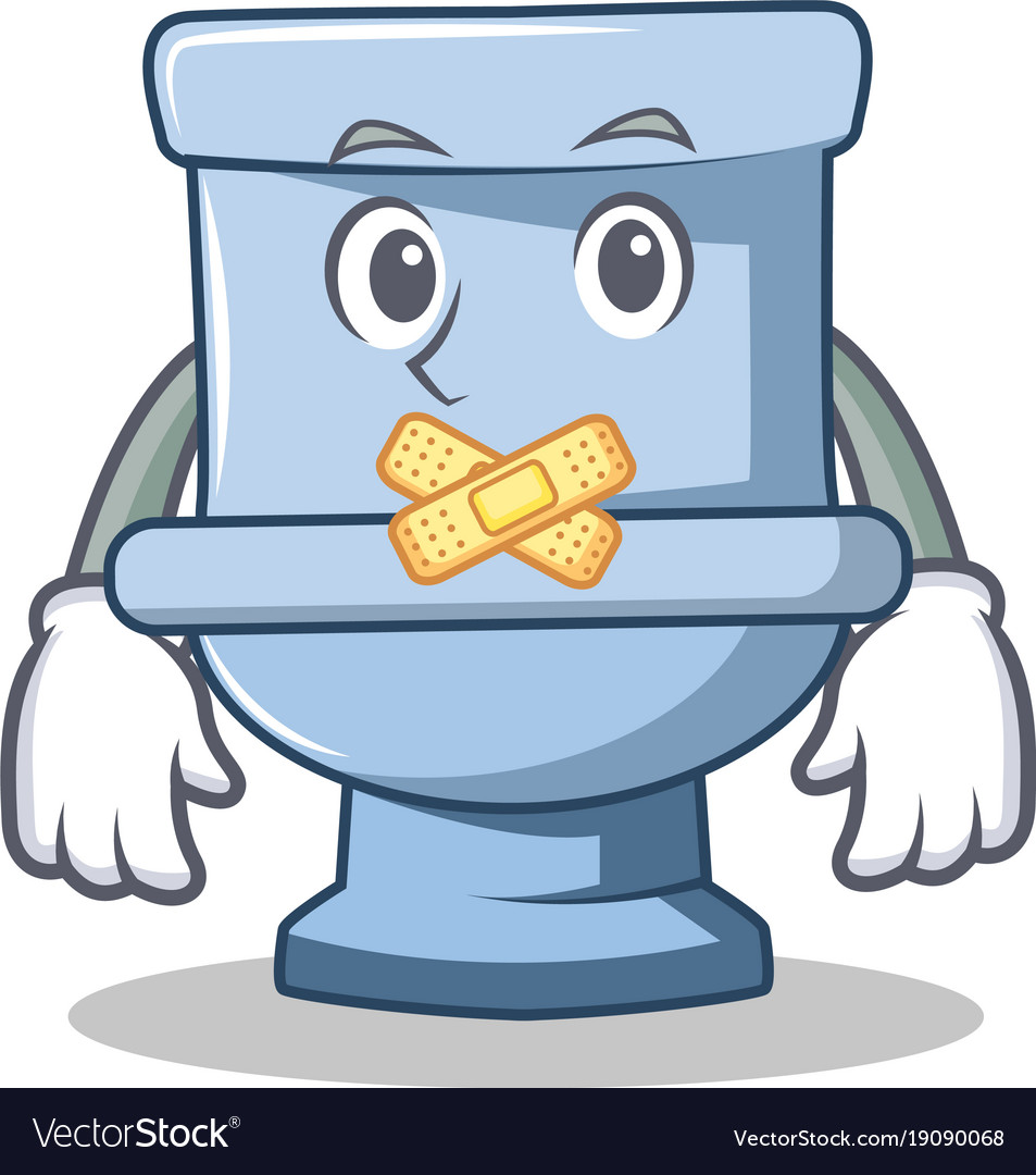 Silent Toilet Character Cartoon Style Royalty Free Vector